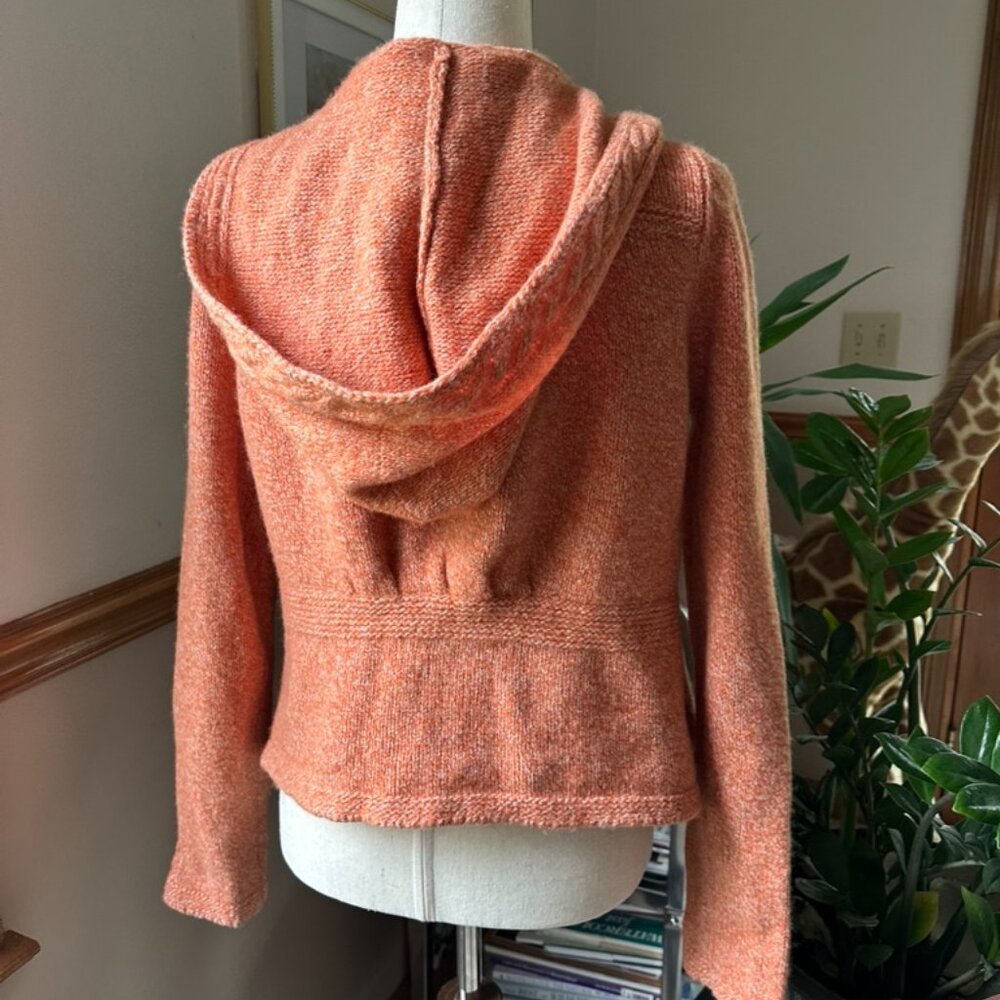 Sleeping On Snow, Anthropologie, Zip Hoodie Sweater, Orange, Crochet Pockets, XL - Picture 10 of 13